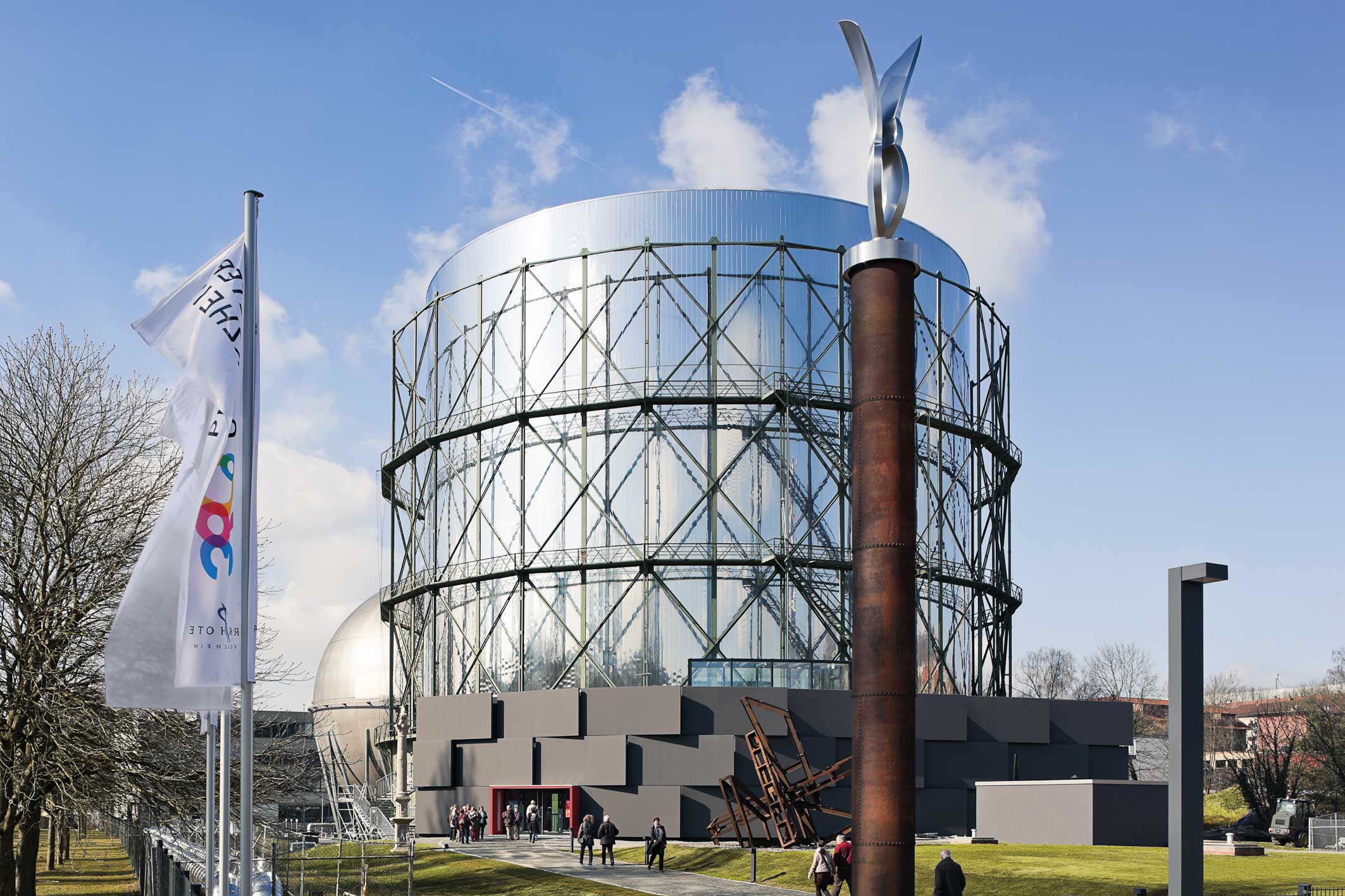 Exterior view on gasometer building